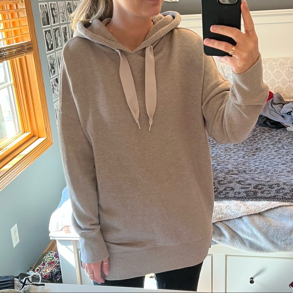 Grey Side Zip Long Hoodie